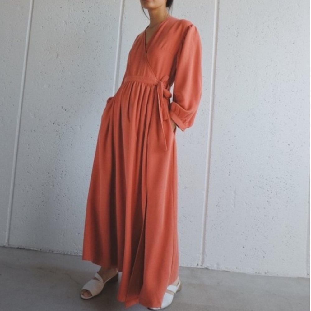 NWT Selva Negra Anita Maxi Wrap Dress Size 4 Orange Fuego